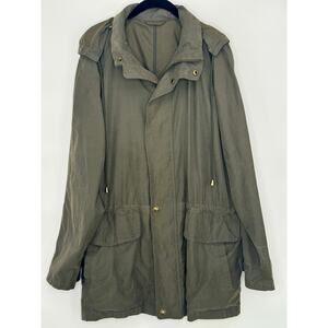 London Fog Cinch Drawstring Waist Detachable Hood Anorak Jacket Women Size M